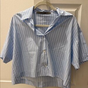 Enza Costa Light Blue Striped Shirt